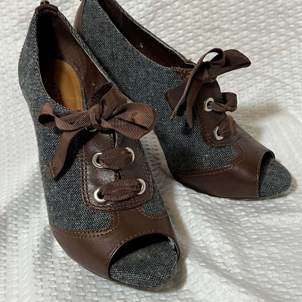 Antonio Melani Women's Peep Toe Heels with Ribbon Laces
